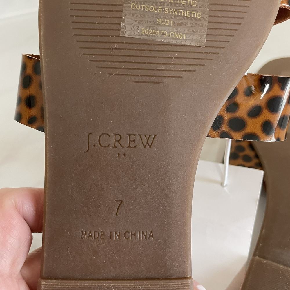 J. CREW Beachside Slide Sandals Women’s Size 7 Smooth Tortoise Print T Strap NEW - Picture 9 of 9